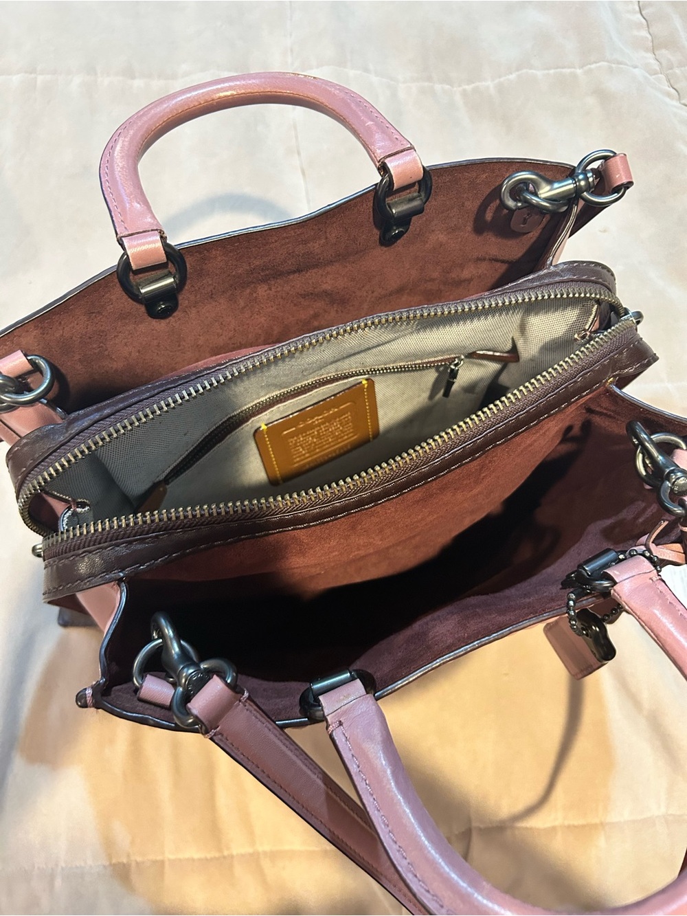 Coach Rogue Dusty Rose Quilted Leather Satchel with Stud Detail - Picture 4 of 14
